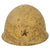 Original Japanese WWII Type 90 Army Helmet with Reproduction Star, Liner, and Chinstraps - Repainted - Tetsubo Original Items