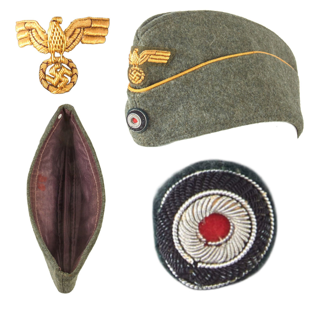 Original German WWII Kriegsmarine Coastal Artillery Officer M38 Overseas Wool Cap in size 59cm - Küstenartillerie Original Items