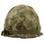 Original U.S. Korean War USMC M1 Helmet with Westinghouse / CAPAC Liner and Heavily Repaired 1st Pattern USMC Camouflage “Frogskin” Cover - Complete Original Items