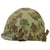 Original U.S. Korean War USMC M1 Helmet with Westinghouse / CAPAC Liner and Heavily Repaired 1st Pattern USMC Camouflage “Frogskin” Cover - Complete Original Items