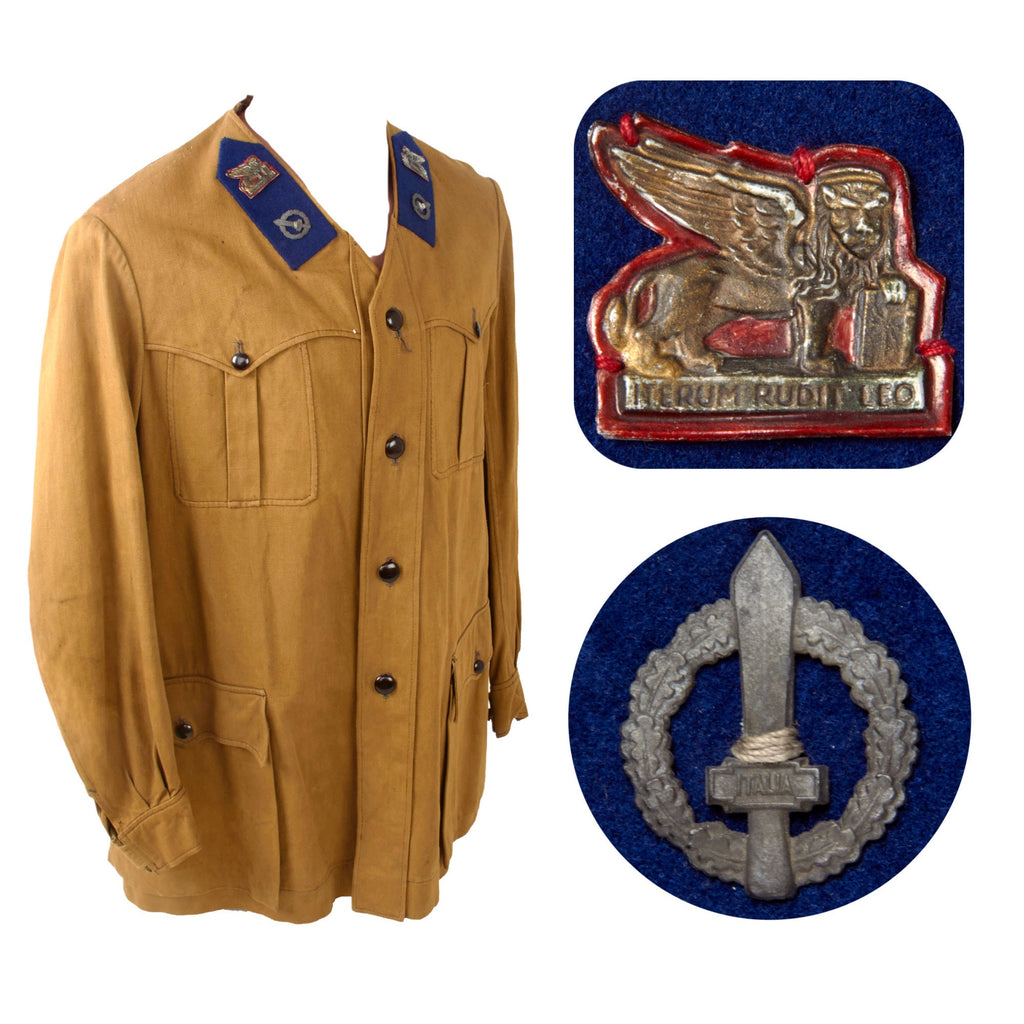 Original Italian WWII M1941 Collarless Xa Flottiglia MAS "Sahariana" Tropical Uniform Tunic with Great Insignia Original Items