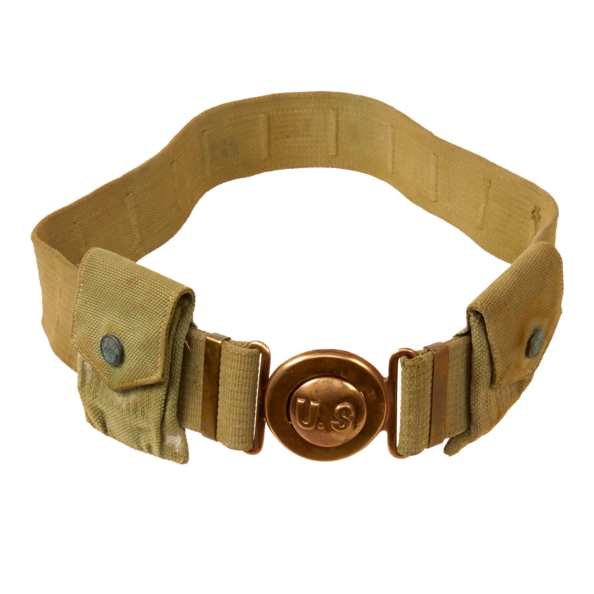 Original U.S. WWI M1910 Garrison Belt with Eagle Snap Cartridge