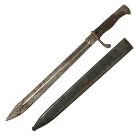 Original German WWI M1898/05 n/A Butcher Sawback Bayonet with Steel Scabbard by V.C. Schilling of Suhl - Dated 1915