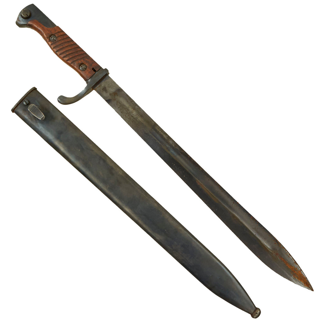 Original German WWI M1898/05 n/A Butcher Bayonet with Steel Scabbard by Mauser - Dated 1917 Original Items