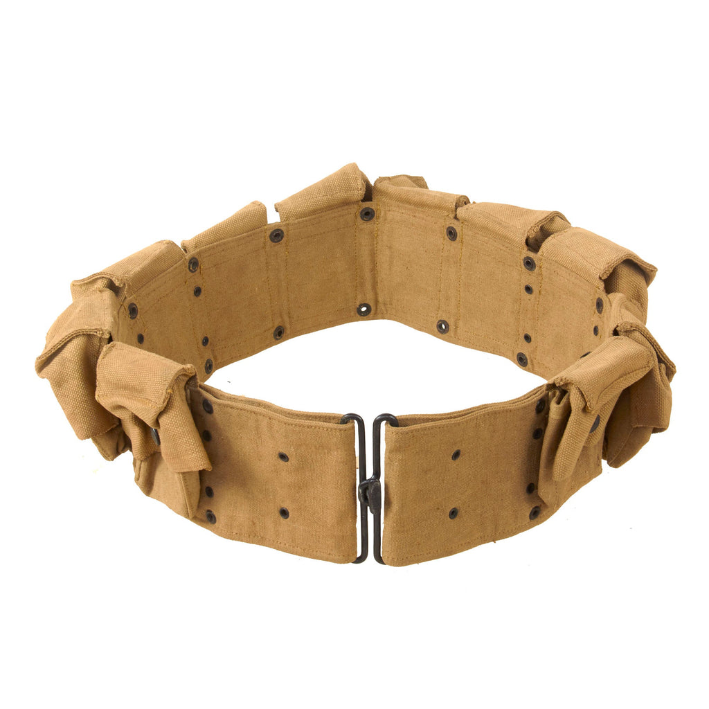 DRAFT Original U.S. WWI Mills Eagle Snap Ten Pocket Khaki Medical Bandage Belt - Dated July 1918 Original Items