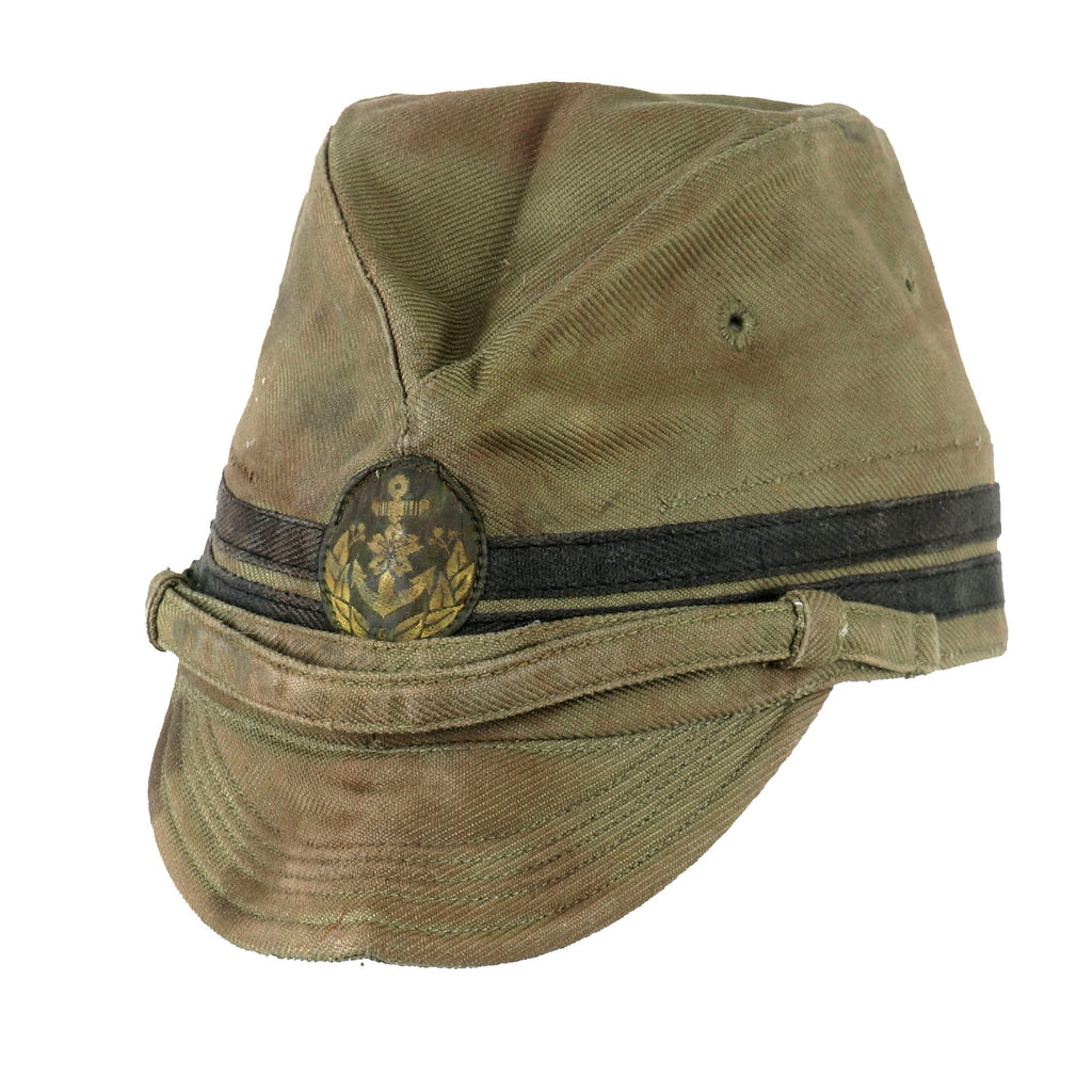 Original WWII Japanese Special Naval Landing Forces Officer’s Cotton Forage Cap - SNLF Original Items