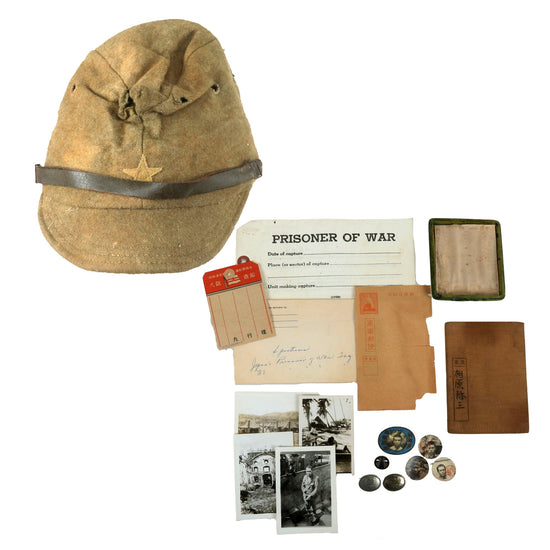 Original Imperial Japanese WWII Prisoner of War Grouping with Forage Cap & POW Ephemera Original Items