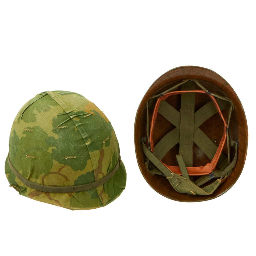 Original U.S. Vietnam War M1 Helmet with 1970-Dated Camouflage Cover and Liner Original Items