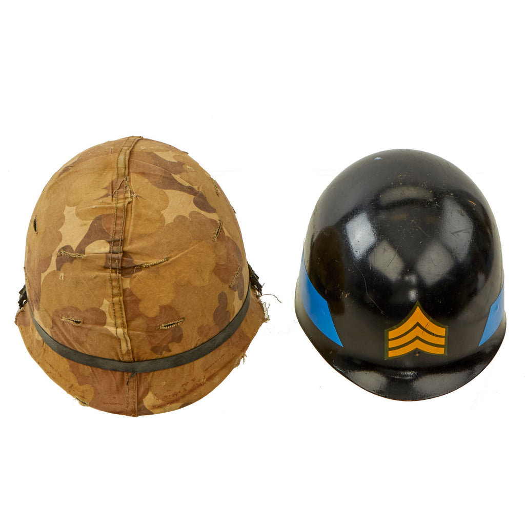 Original U.S. Vietnam War M1 Helmet with Mitchell Camouflage Cover and Drill-Instructor Marked Liner Original Items