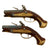 Original European Continental Matched Pair of Brass Mounted Flintlock Vest Pistols - Circa 1800 Original Items