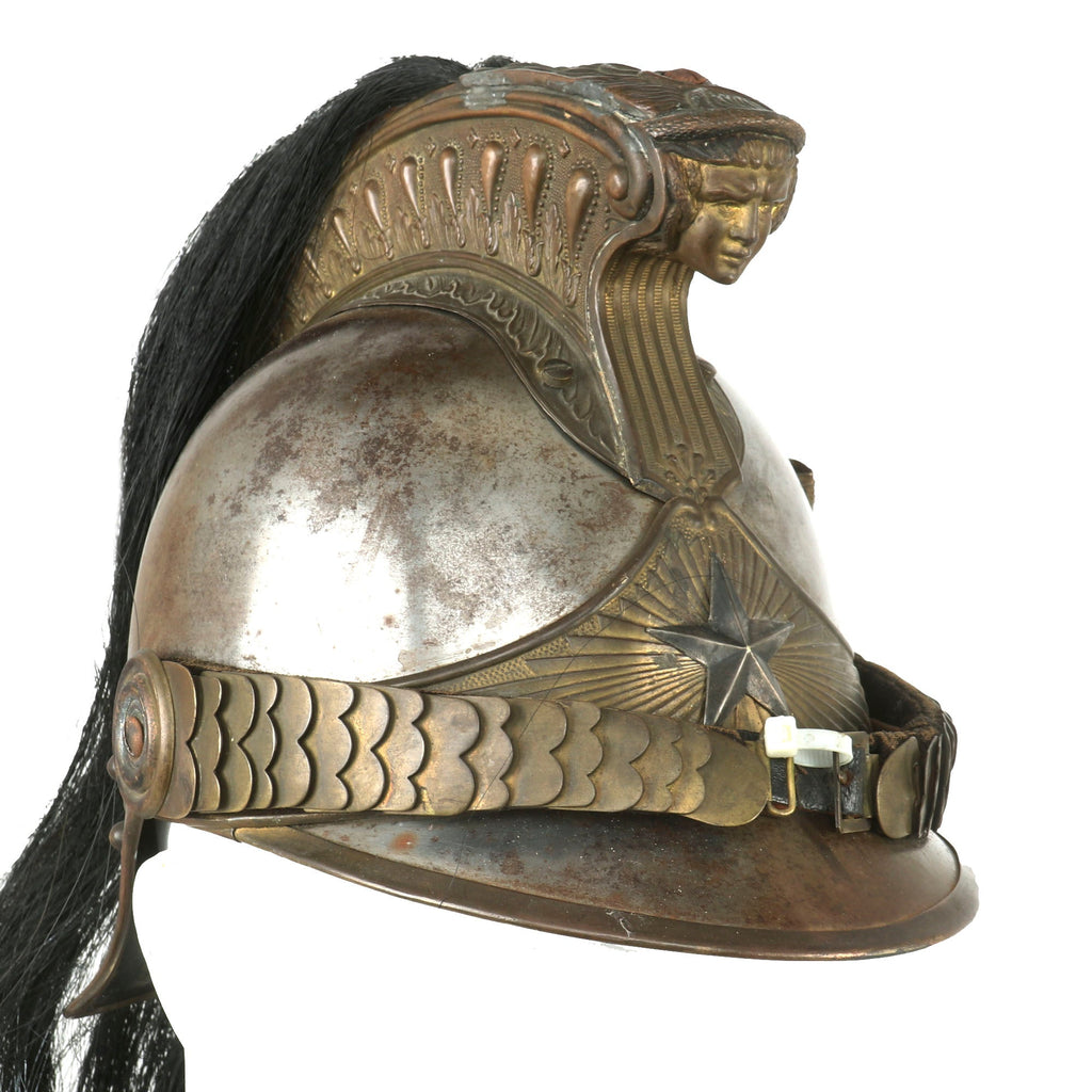 Original French WWI Era Model 1874 Steel and Brass Hussar’s Helmet with Horsehair Tail Original Items