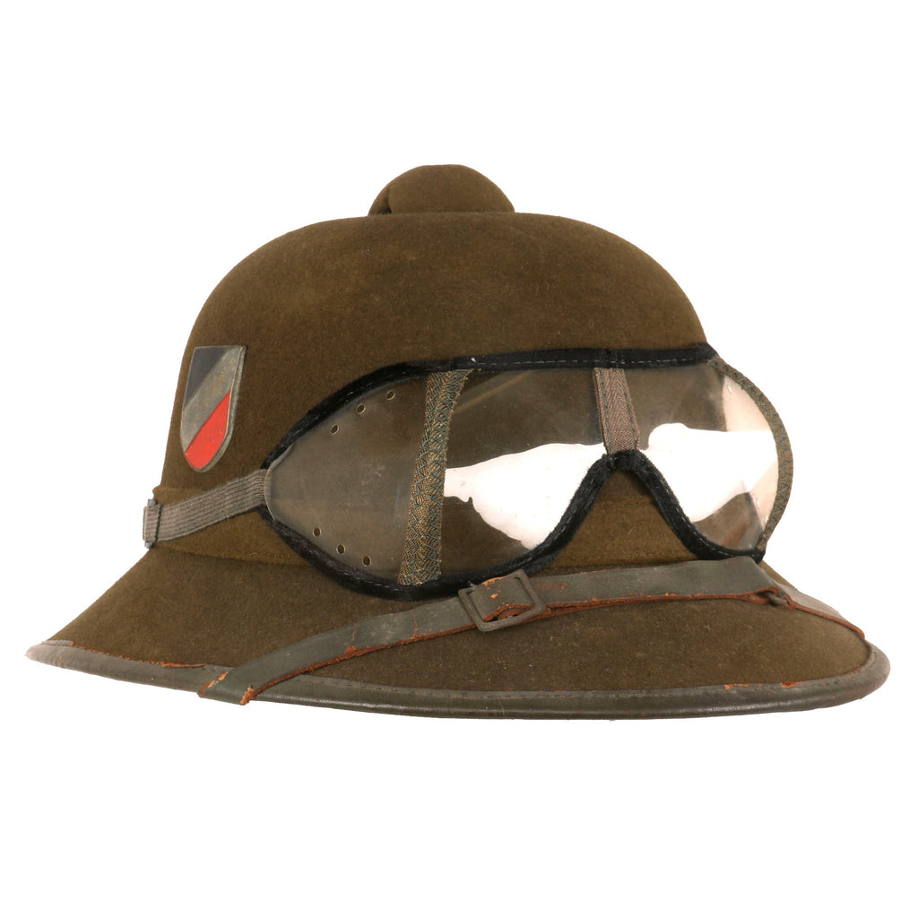 Original German WWII 2nd Model Afrikakorps DAK Sun Helmet with Eye Shields - size 54 Original Items
