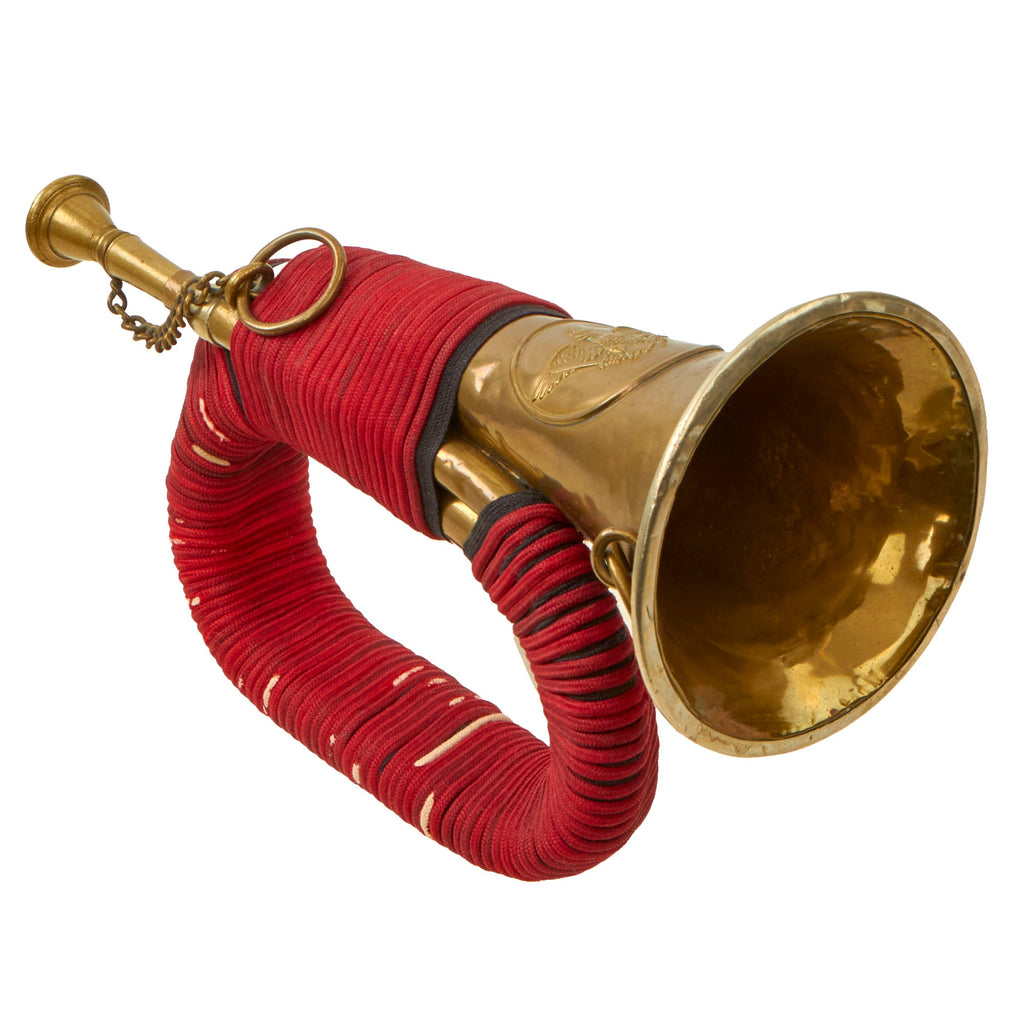 Original Imperial German WWI Military Bugle Bearing Prussian Crest with Original Cording by Karl Deimer of Karlsrune - Dated 1915 Original Items