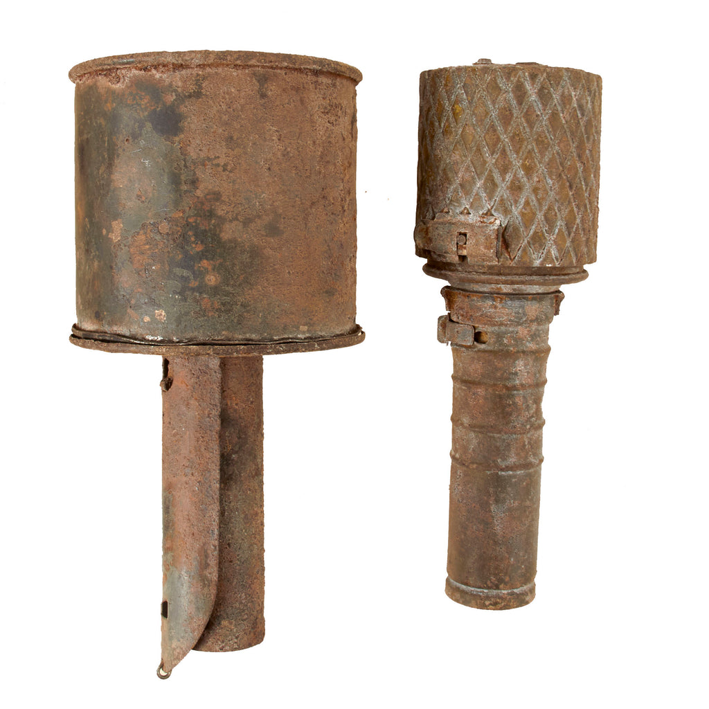Original Soviet Russian WWII Inert RPG-40 Anti-Tank Hand Grenade & RGD-33 Inert Stick Grenade with Fragmentation Sleeve - Lot of 2 Original Items