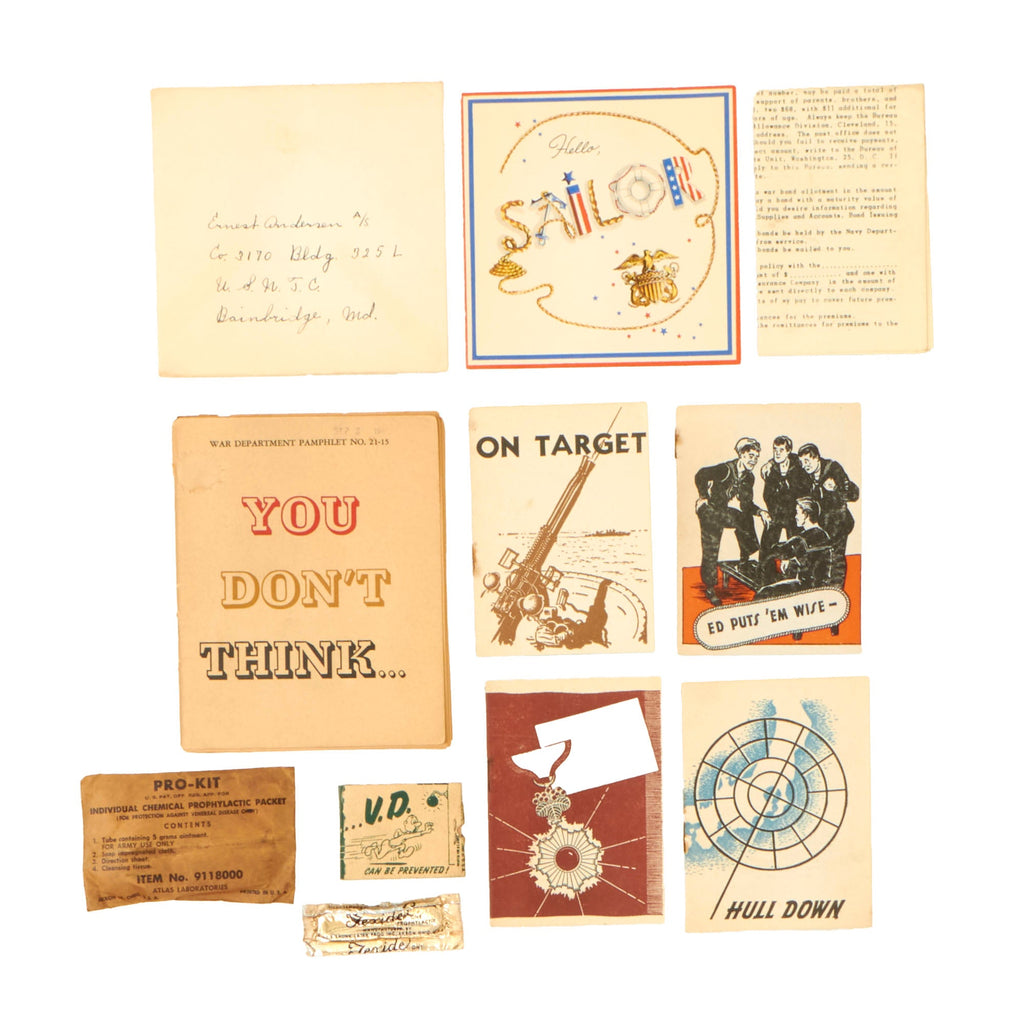 Original U.S. WWII U.S. Military Sex Education Prophylactic Packet With Venereal Disease “Awareness” Pamphlets & Matchbook - Mature Content Original Items