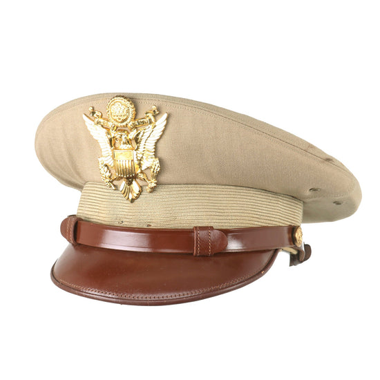 Original U.S. Korean War Named Officer Khaki Visor “Pak-Cap” By Bancroft with Original Tag - Size 6 3/4 Original Items