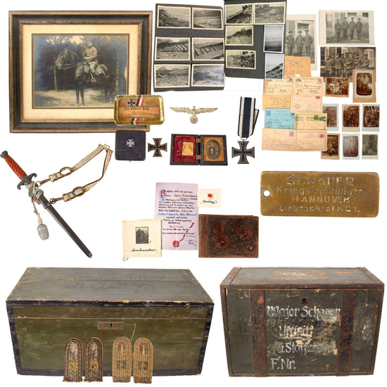 Original German WWI & WWII Major Friedrich “Fritz” Schaper Grouping with D-Day Photo Album & Trunks from Both Wars Original Items