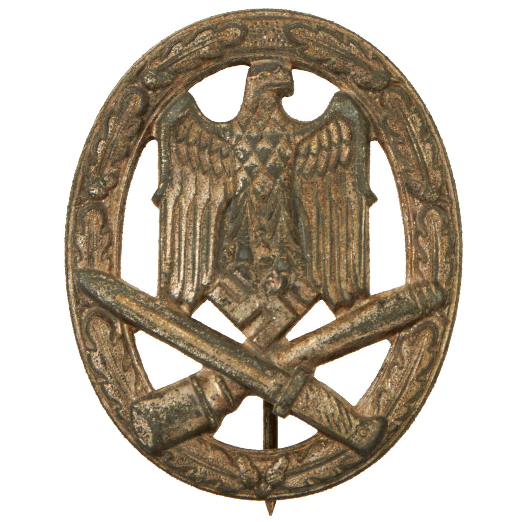 Original German WWII Silver Grade General Assault Badge - Unmarked Solid Back Original Items