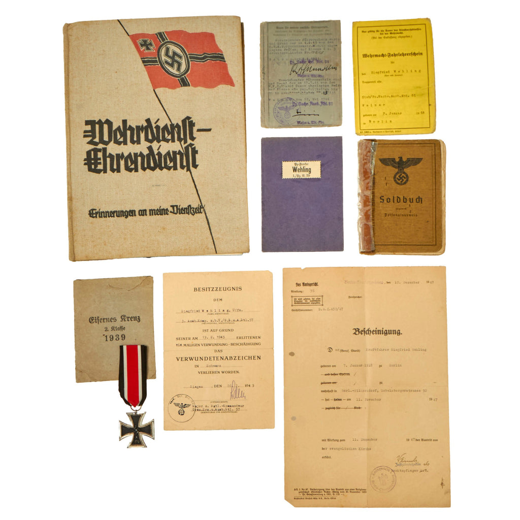 Original German WWII Document and Photo Album Grouping of Panzer NCO Unteroffizier Siegfried Wehling with EKII - Possibly Fought at Battle of the Bulge Original Items