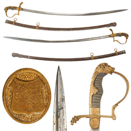 Original Imperial German Franco-Prussian War Era Damascus Lion’s Head Officer’s Sword Marked Damaststahl Eisenhauer Presented at Hannover in 1881 - H. Wilckens to T. Albert