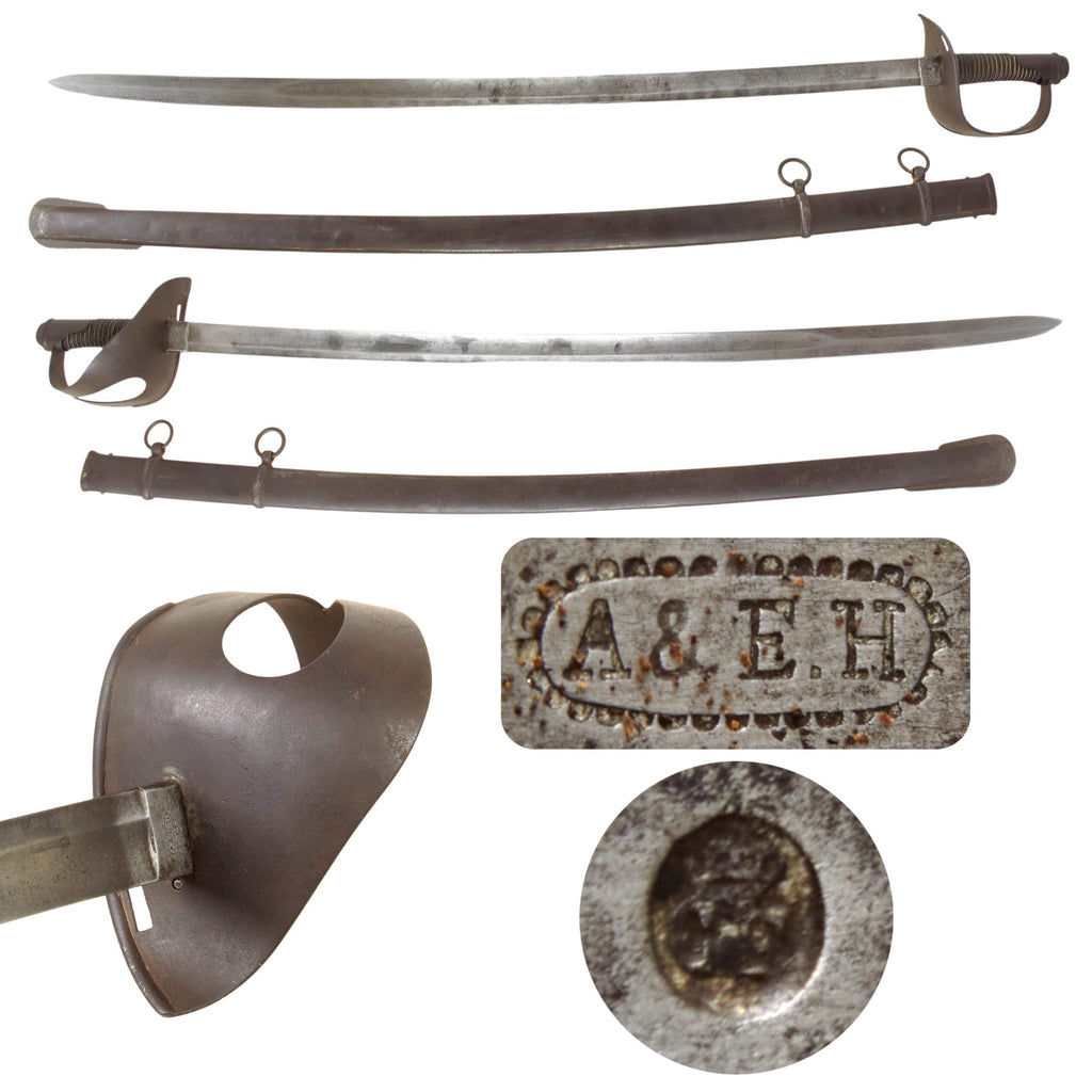 Original Italian Modello 1860 Heavy Cavalry Saber by A.&E. Holler of Solingen with Scabbard - Mahdist War Era Original Items