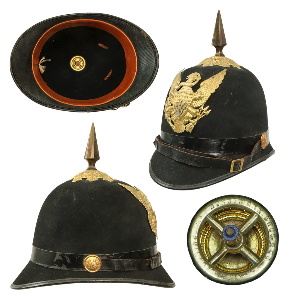 Original U.S. Indian Wars Rare Electrician’s M-1881 Blue Cloth Spiked Pith Helmet by Horstmann & Bros of Philadelphia Original Items