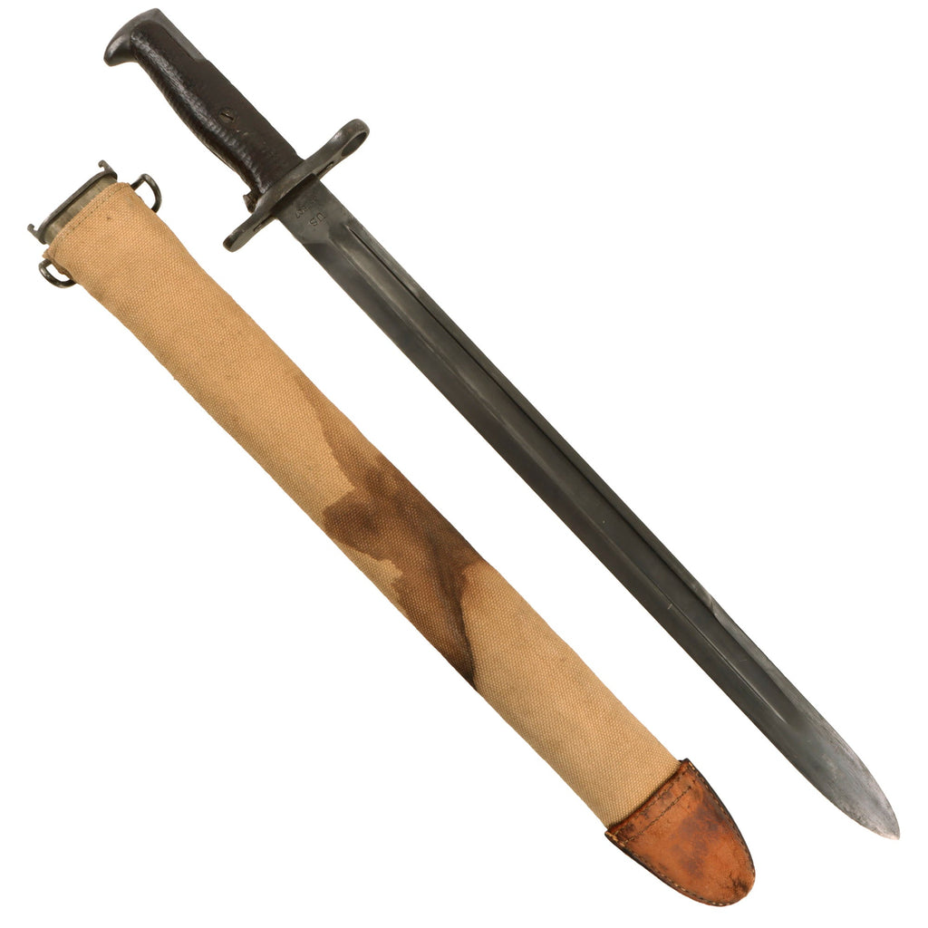 Original U.S. WWI M1905 Springfield 16 inch Rifle Bayonet marked S.A. with M1910 Scabbard - Dated 1909 Original Items