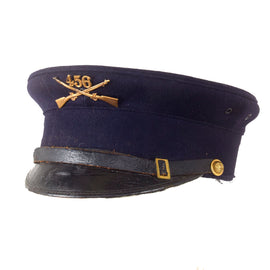 Original U.S. Pre-WWI Army M1902 Enlisted Bell Crown Visor by Louis E. Stilz & Bro. of Philadelphia with 456th Infantry Cap Badge