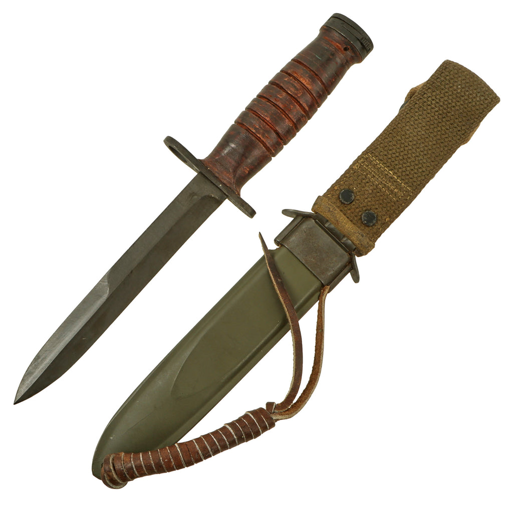 Original U.S. WWII M4 Bayonet by Utica Cutlery for the M1 Carbine with Updated M8 Scabbard by B.M. Co Original Items