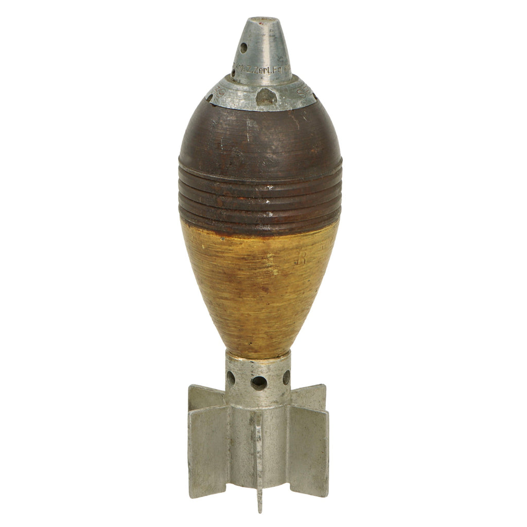 Original French WWII Inert 50mm Mortar Round for Modèle 37 Light Infantry Mortar with German Fuze & Waffenamt Original Items