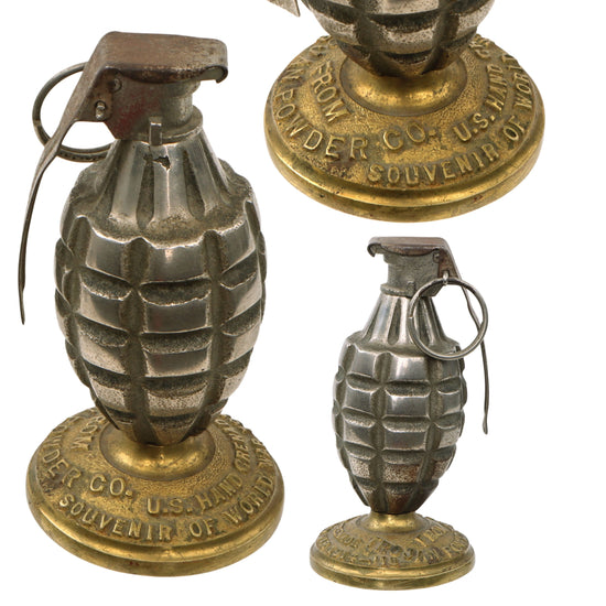 Original U.S. WWI Inert Early Mk. II Grenade with Cutback Fuze on Base Commemorating the Wartime Production Effort of the Trojan Powder Company Original Items