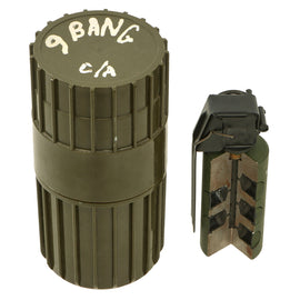 Original U.S. GWOT Era Inert Rheinmetall Cutaway Sample Trainer “9 Bang” Flashbang Grenade in Original Husk - Dated 1993