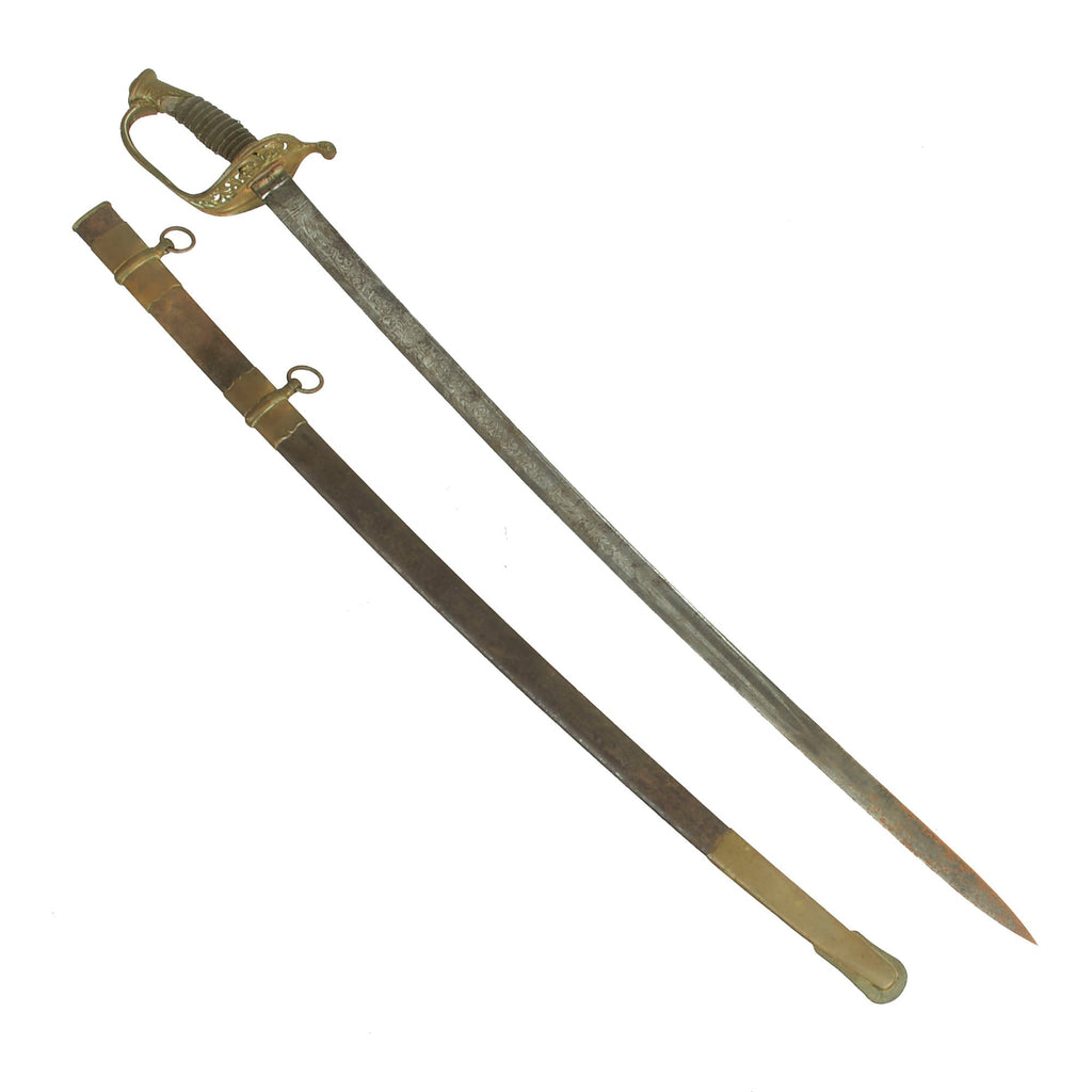 Original U.S. Civil War M1850 Foot Officer Sword by W.H. Horstmann & Sons with Sharkskin Grip & Etched German Blade Original Items
