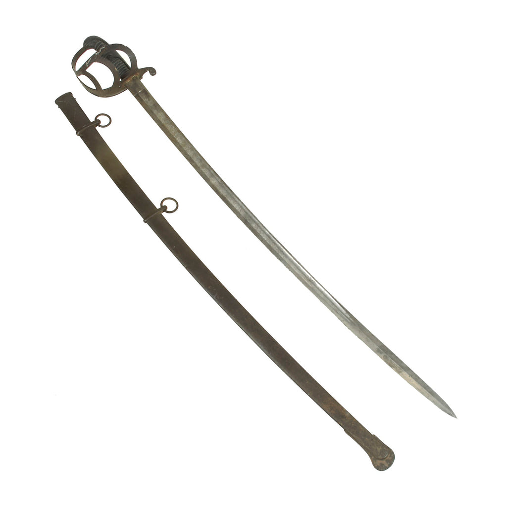 Original U.S. Civil War M-1850 Style German Imported Non-Regulation Cavalry Officer’s Sword & Scabbard with Etched Blade Original Items