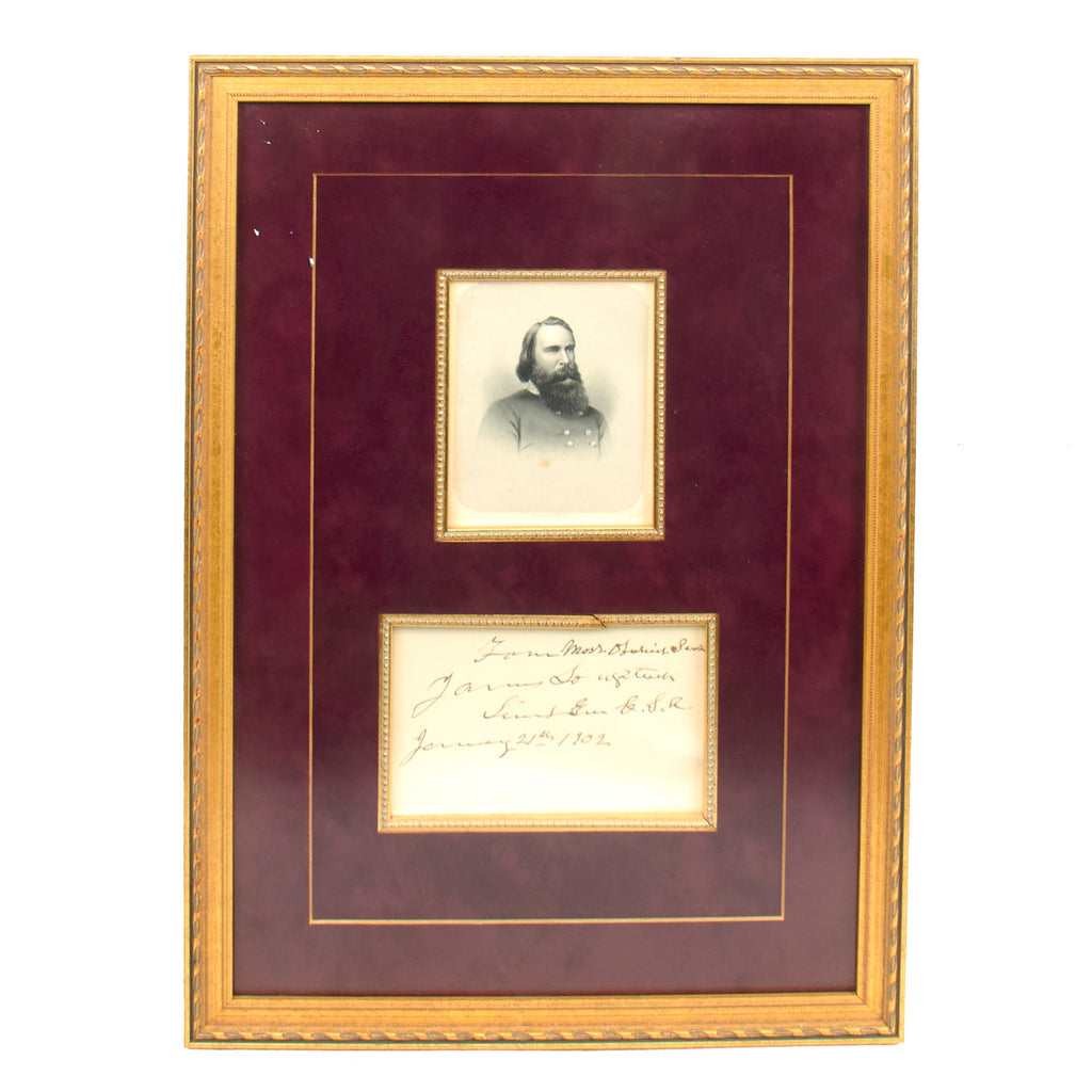 Original U.S. Civil War Confederate General James Longstreet Framed Autograph Signed with Left Hand in 1902 - 14 x 19¾” Original Items