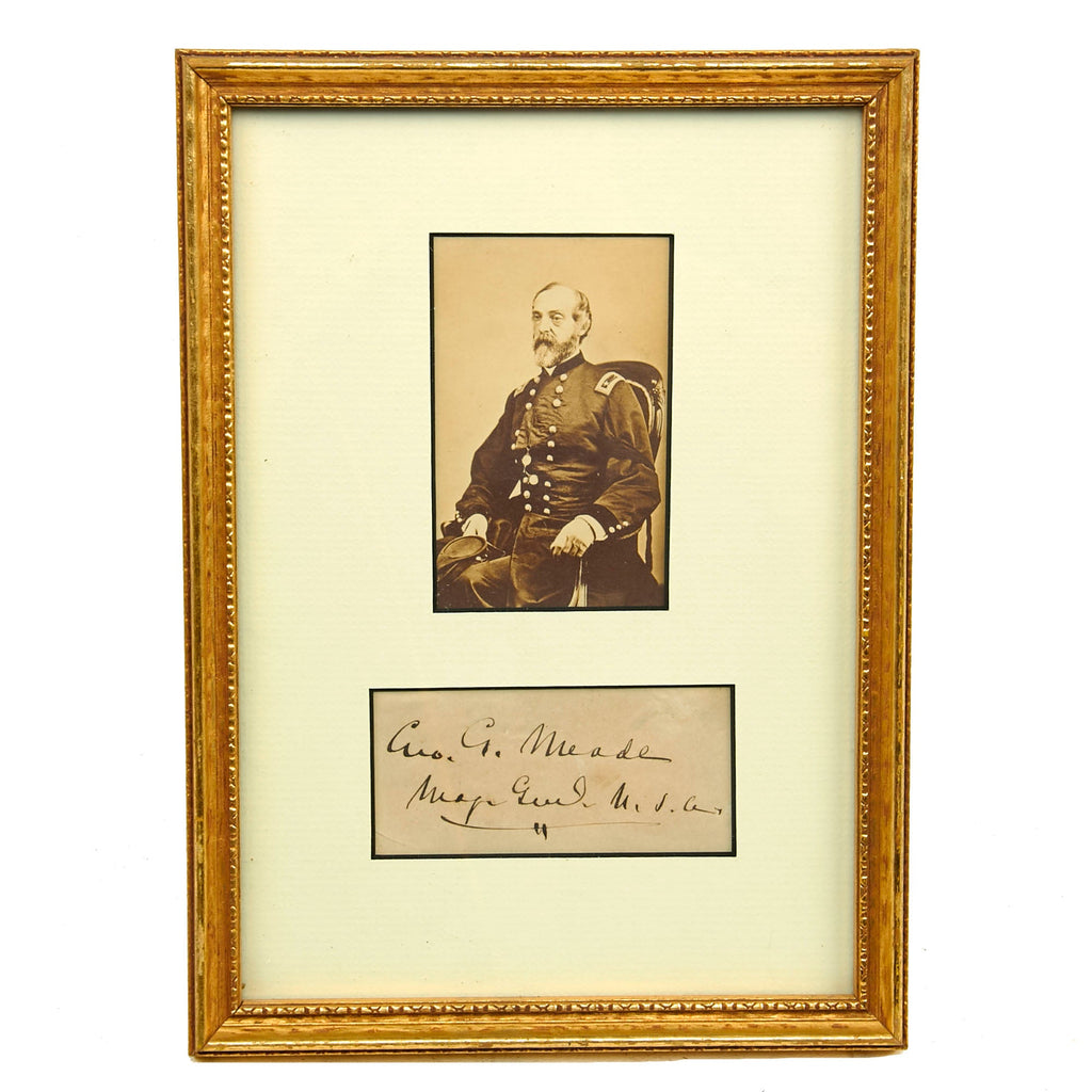 Original U.S. Civil War Framed Major General George Meade Autograph & CVD Photograph with Letter of Provenance - 6¾ x 9¼” Original Items