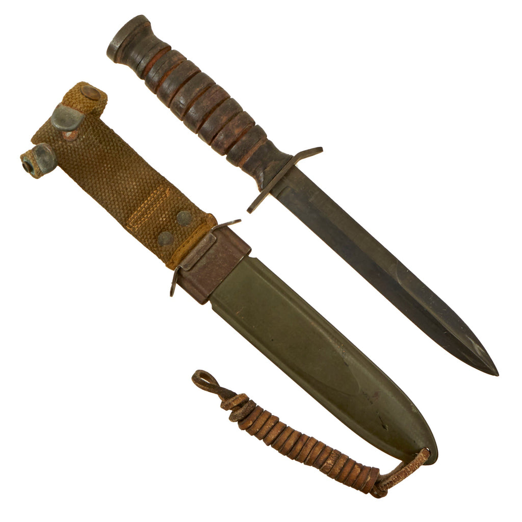 Original U.S. WWII Named Blade Marked Second Pattern M3 Fighting Knife by Imperial Knife Co. with Updated M8 Scabbard by B.M. Co. Original Items