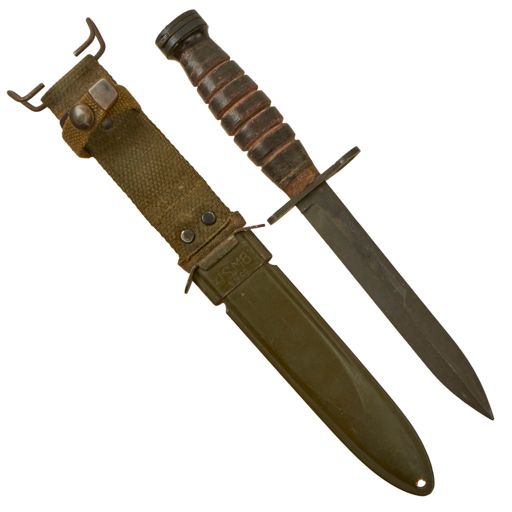 Original U.S. WWII M4 Bayonet for the M1 Carbine by IMPERIAL with M8 Scabbard by B.M. Co Original Items