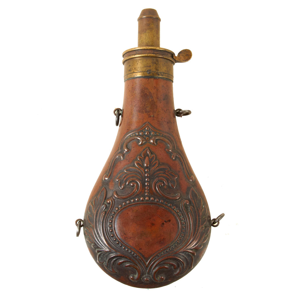 Original U.S. Civil War Floral Panel Powder Flask by Frary, Benham & Co. Original Items