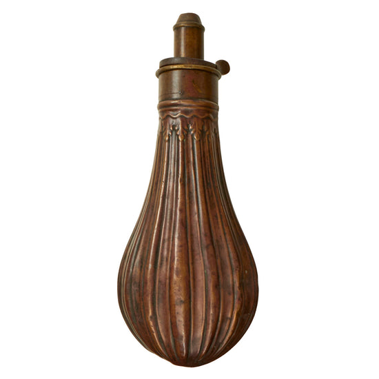 Original British U.S. Civil War Era Fluted Powder Flask by Charles Henry Hattersley & Co. of Snider Works in Sheffield with Snider Rifle Logo - Rare Original Items