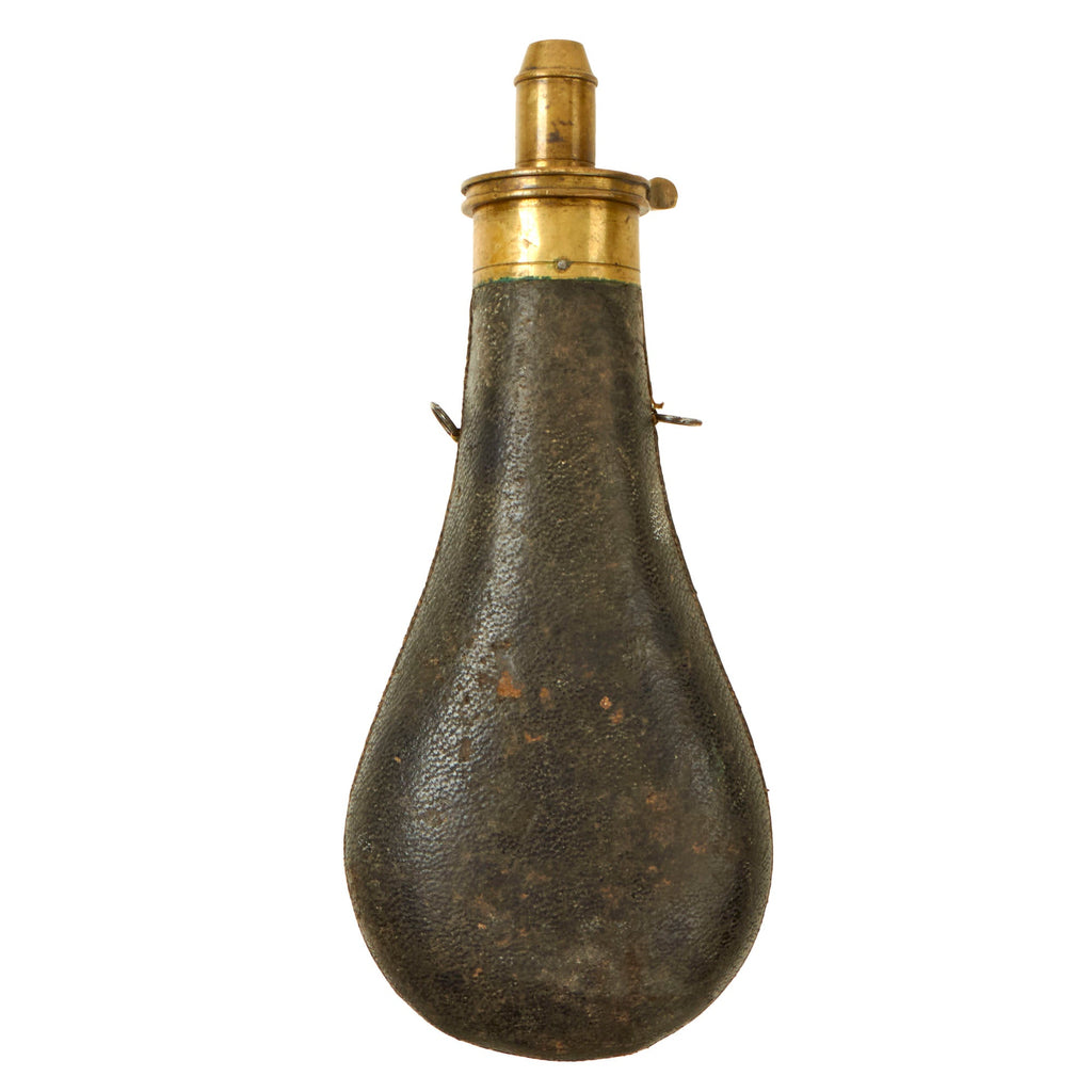 Original U.S. Mexican-American War Era Leather-Covered Powder Flask - Marked Patent Original Items