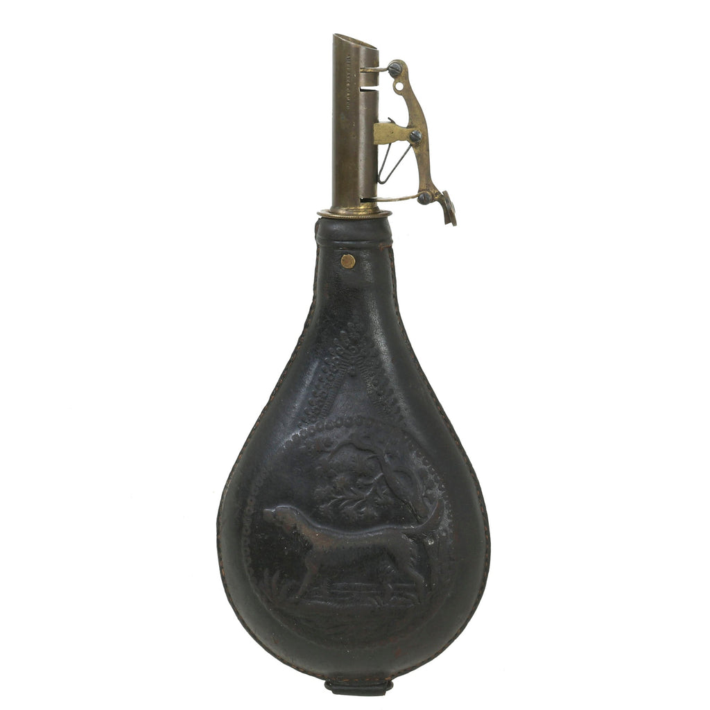 Original U.S. Civil War Dog Motif 3 Pound Shot Flask by American Flask & Cap Co. Original Items
