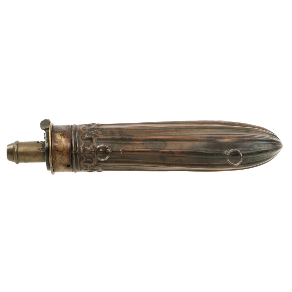 Original U.S. Civil War Era Brass Fluted Powder Flask with Intact Spri ...