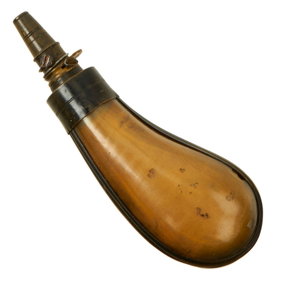 Original U.S. Mexican-American War Era Small Horn Priming Flask with Unusual Charger Original Items