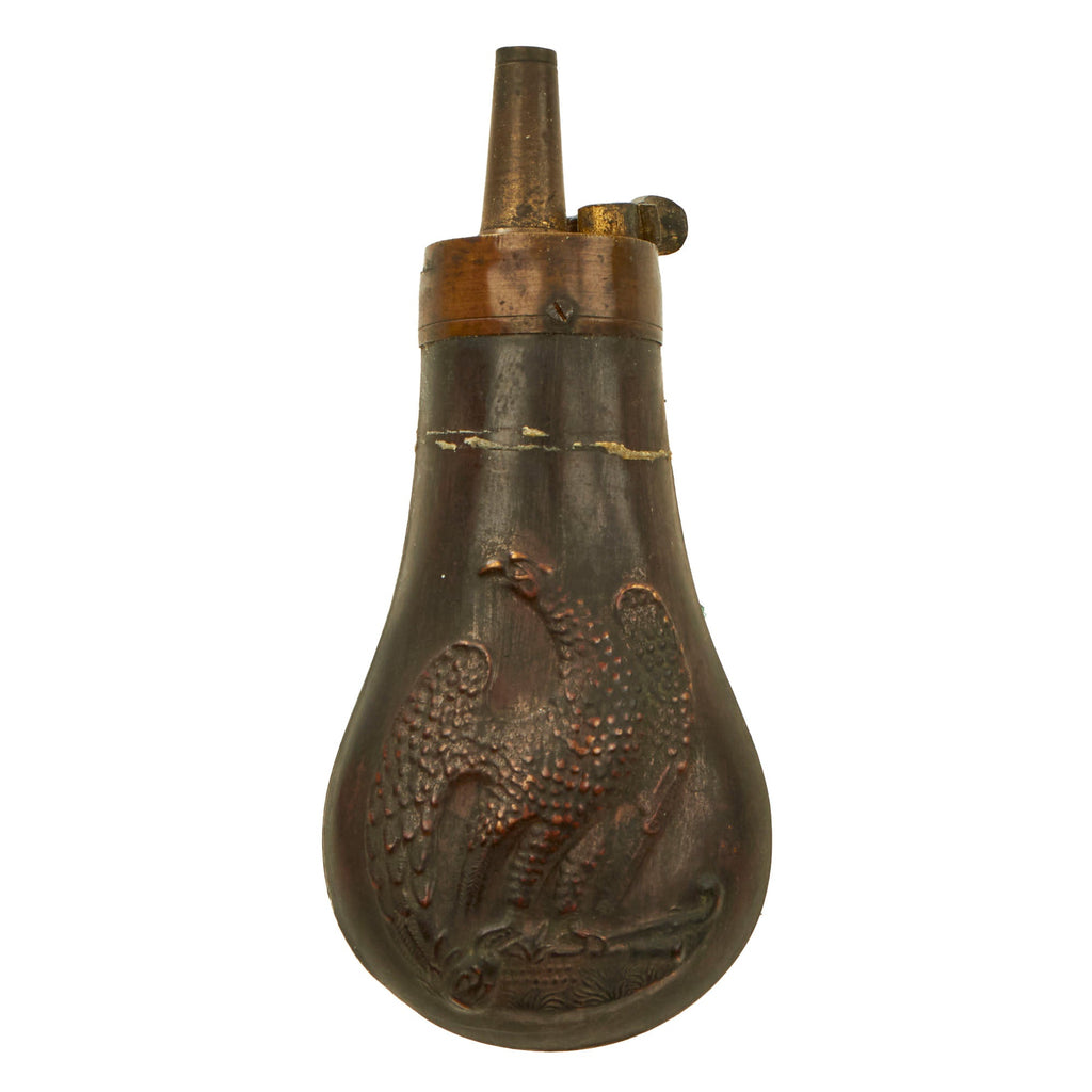 Original U.S. Civil War Brass Small Federal Eagle Pocket Revolver Powder Flask Original Items
