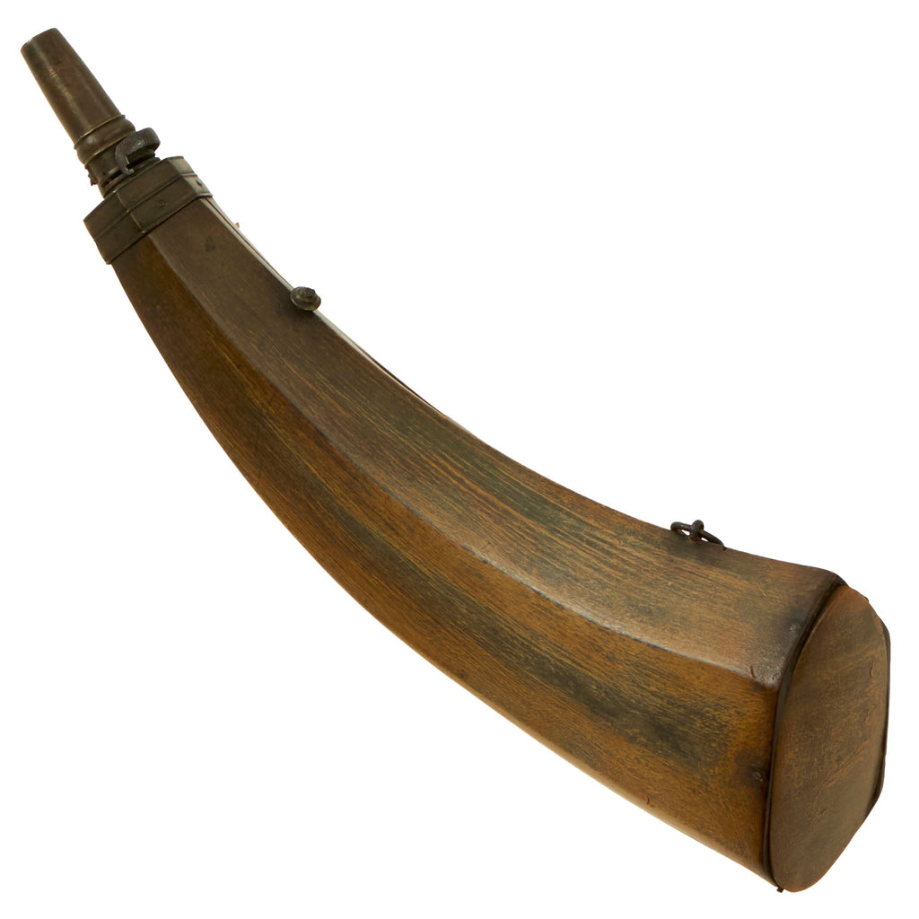 Original British Napoleonic Very Large Six-Sided Powder Horn with Brass Pour Spout Original Items