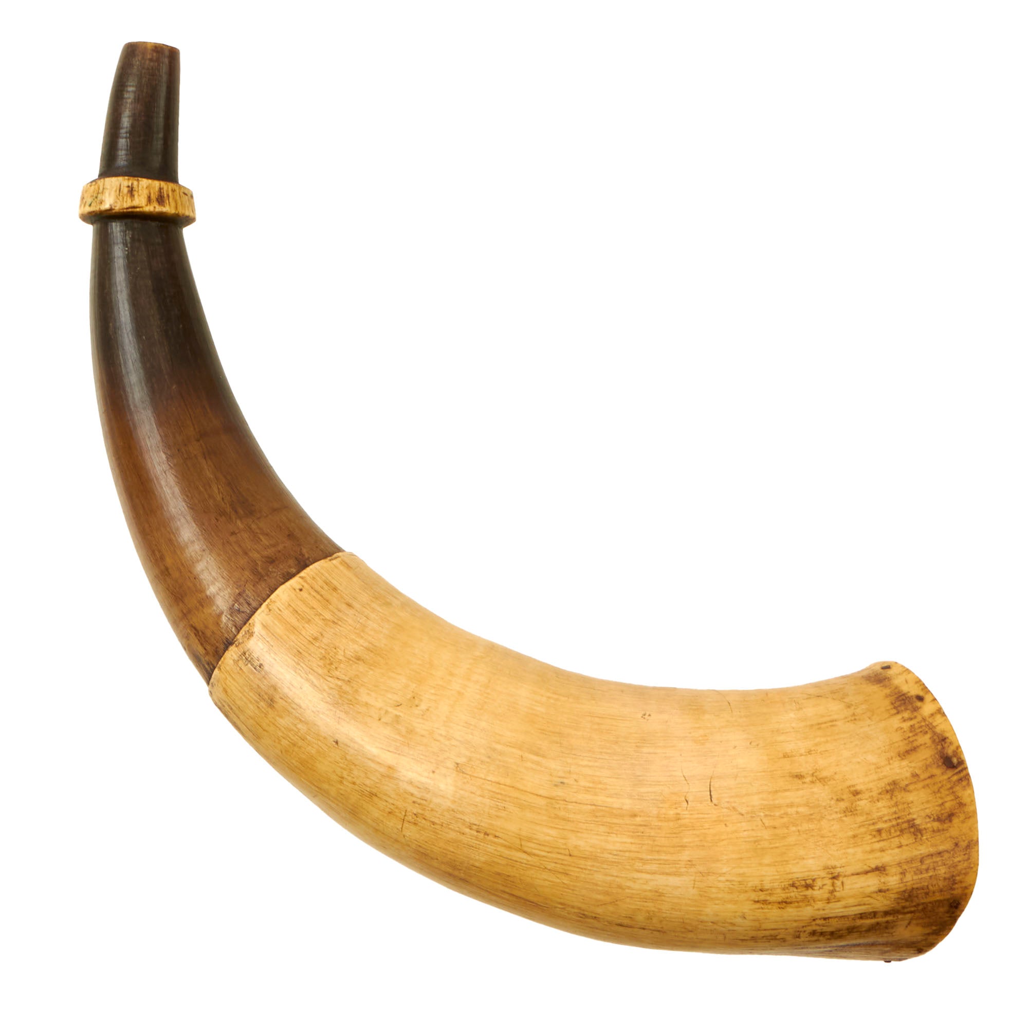 Original U.S. Revolutionary War Era “Two-Tone” Powder Horn with Thread ...