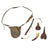 Original U.S. American Revolutionary War Era Rifleman’s Bag Set with Etched Powder Horn & Two Shot Ball Pouches Original Items