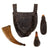 Original U.S. American Revolutionary War Era Rifleman’s Belt Bag Set with Powder Horn & Two Shot Pouches - Glass Spout on Pouch Original Items