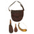 Original U.S. American Revolutionary War Era Rifleman’s Bag Set with Powder Horn & Two Shot Pouches Original Items